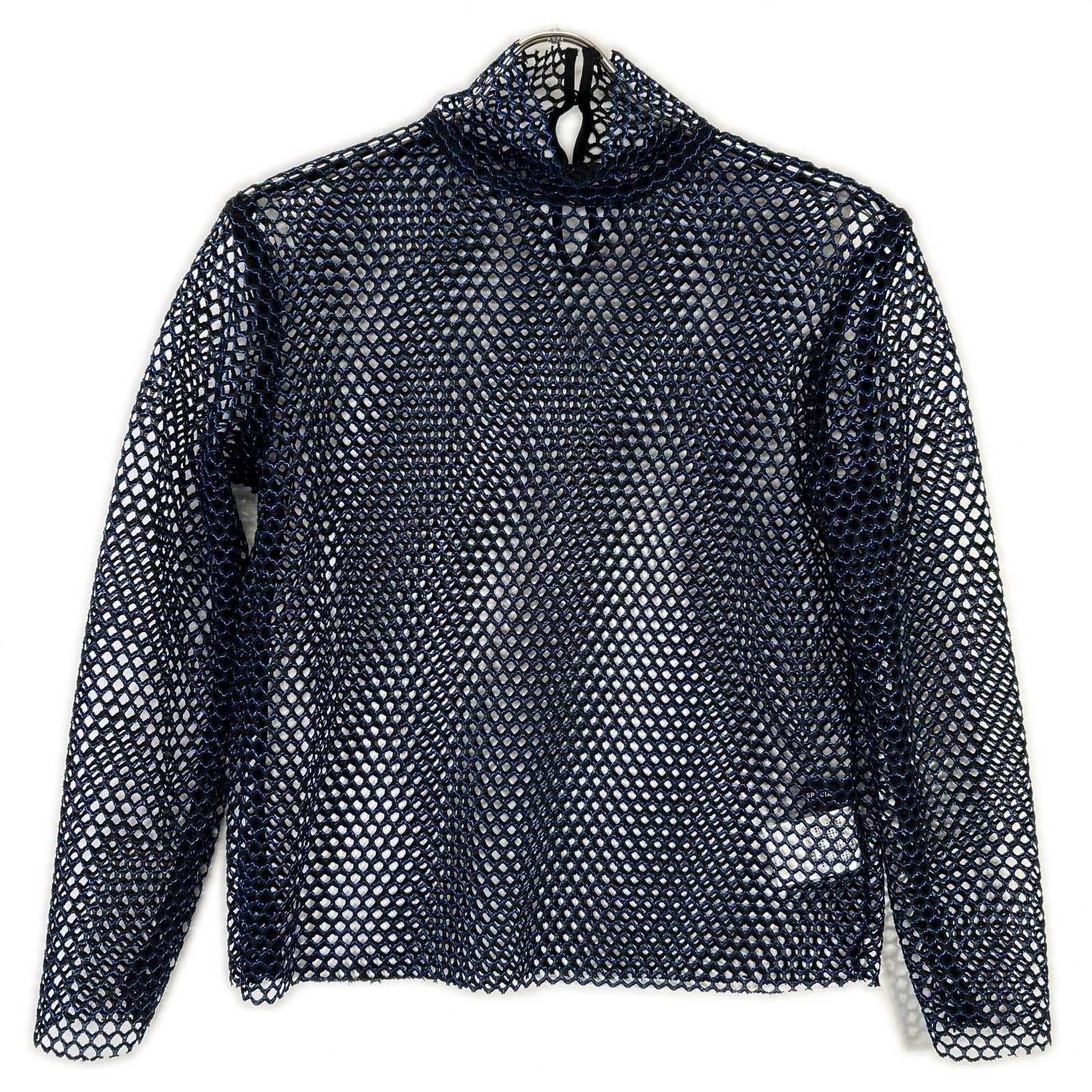 MAISON SPECIAL メゾンスペシャル 21212315107 ブラック×ブルー メッシュハイネックTシャツ トップス