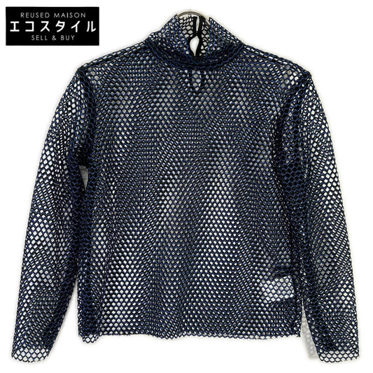 MAISON SPECIAL メゾンスペシャル 21212315107 ブラック×ブルー メッシュハイネックTシャツ トップス