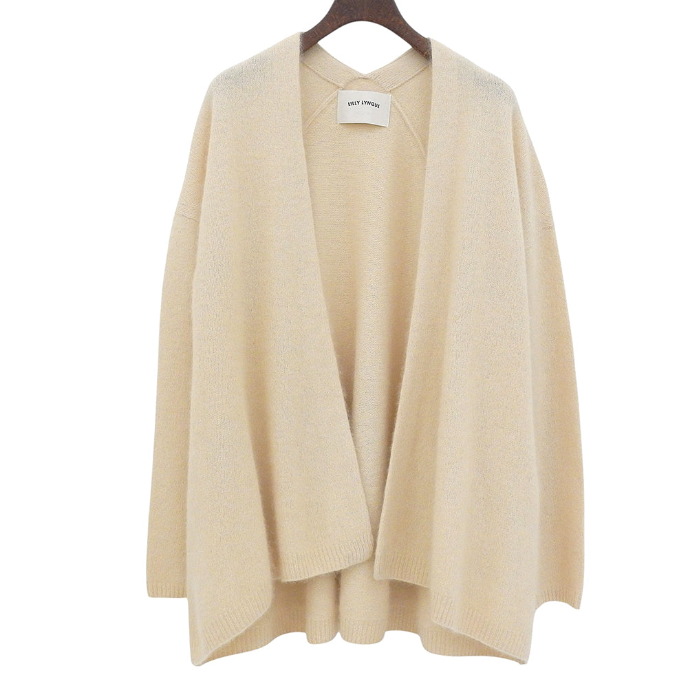 Lilly Lynque リリーリン ニット ノーカラージャケット カーディガン トップス レディース ウール100 アイボリー 38 8303008 トップス