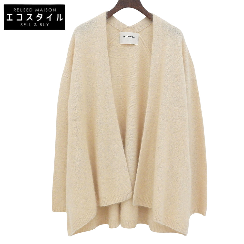 Lilly Lynque リリーリン ニット ノーカラージャケット カーディガン トップス レディース ウール100 アイボリー 38 8303008 トップス