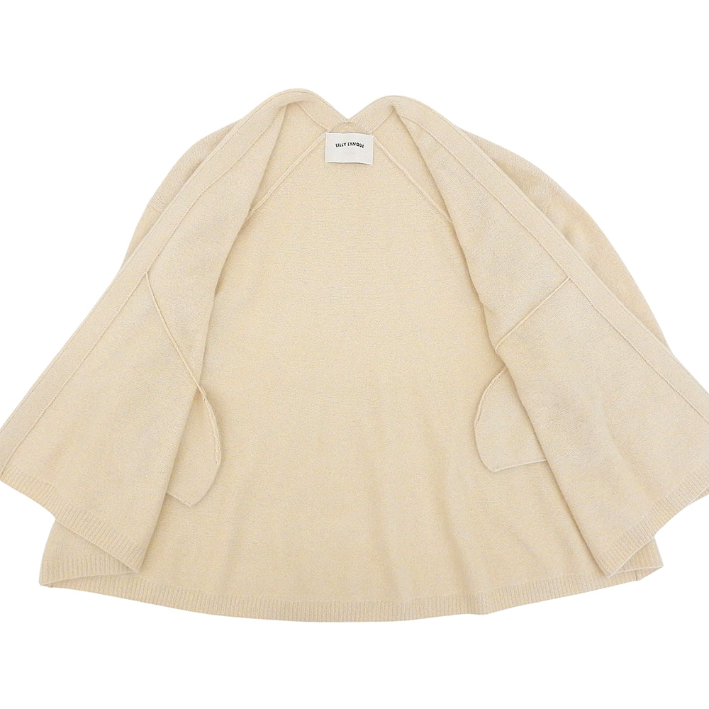 Lilly Lynque リリーリン ニット ノーカラージャケット カーディガン トップス レディース ウール100 アイボリー 38 8303008 トップス