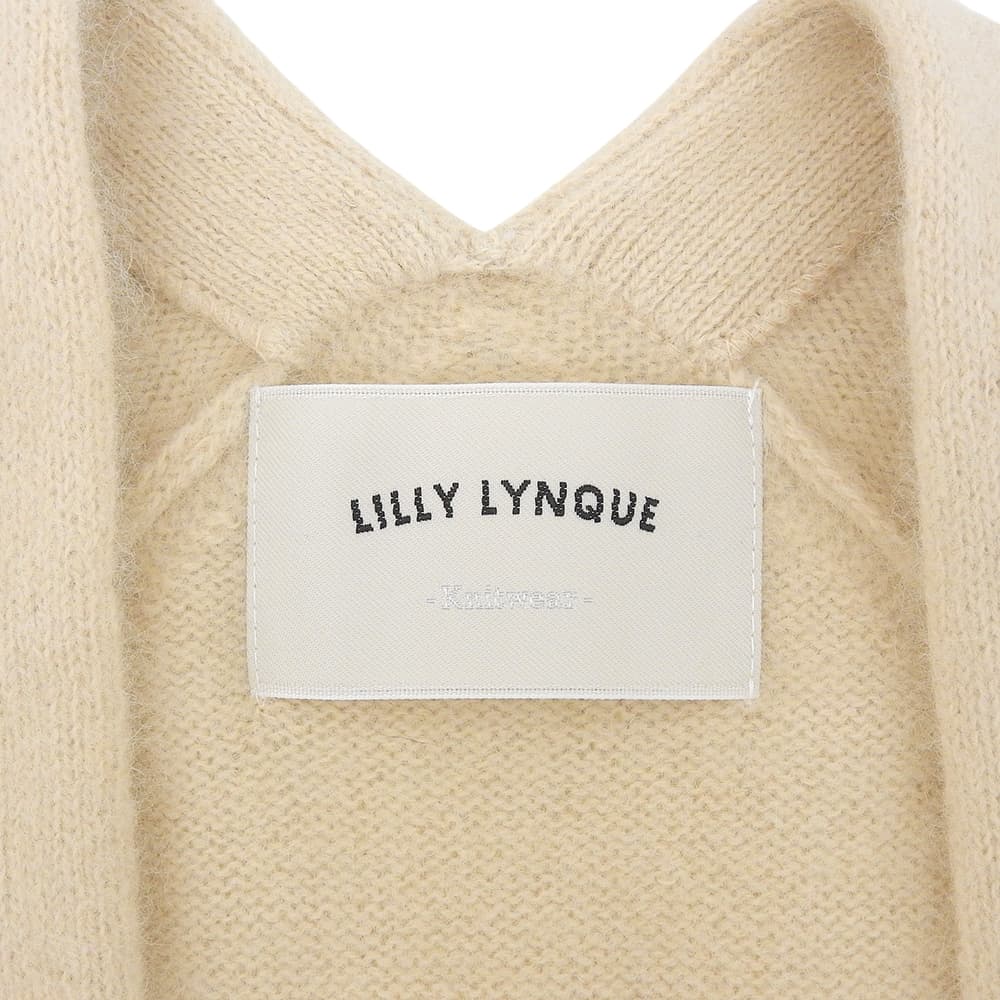 Lilly Lynque リリーリン ニット ノーカラージャケット カーディガン トップス レディース ウール100 アイボリー 38 8303008 トップス