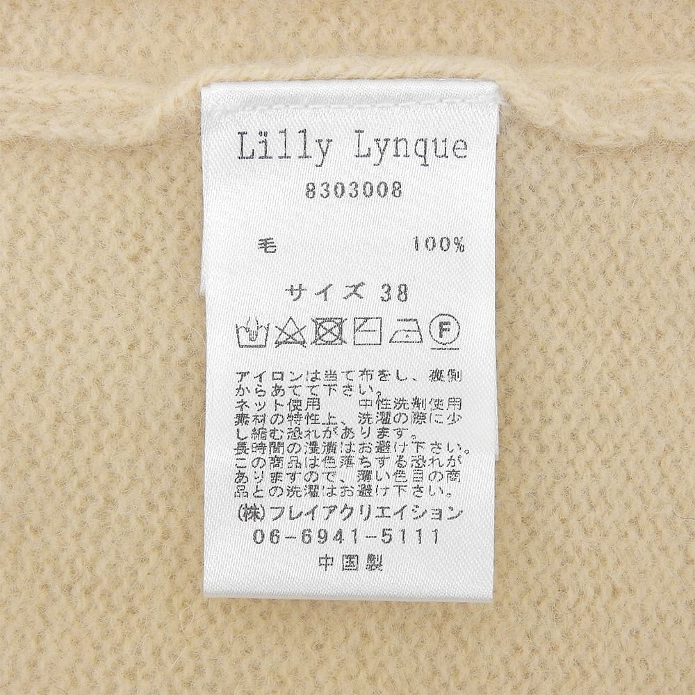 Lilly Lynque リリーリン ニット ノーカラージャケット カーディガン トップス レディース ウール100 アイボリー 38 8303008 トップス