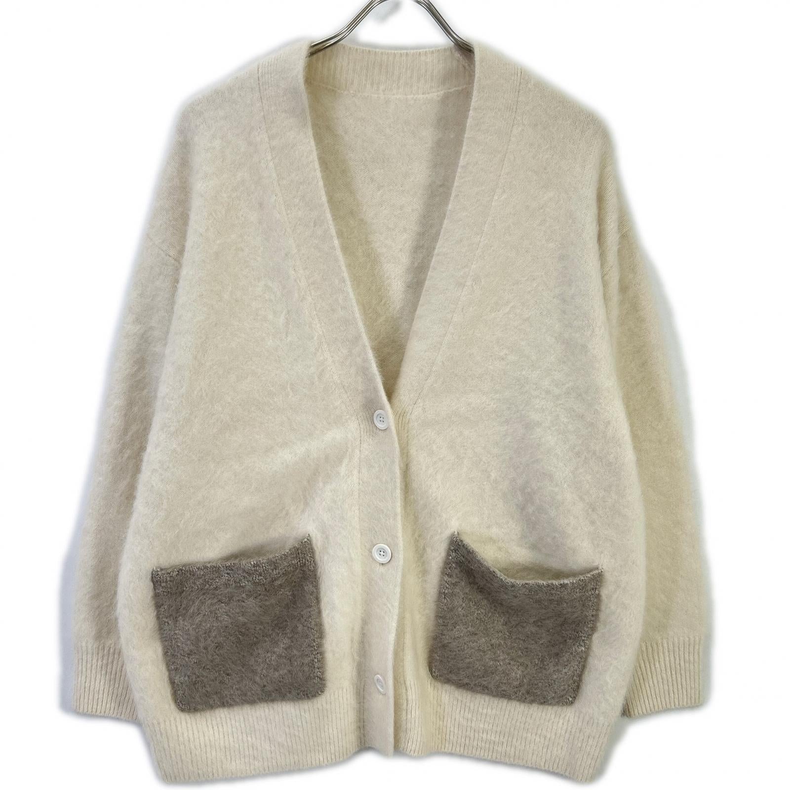 UNITED ARROWS ユナイテッドアローズ ホワイト フォックスカシミヤ ポケット カーディガン トップス