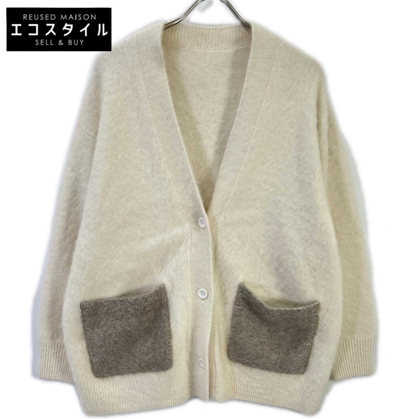 UNITED ARROWS ユナイテッドアローズ ホワイト フォックスカシミヤ ポケット カーディガン トップス