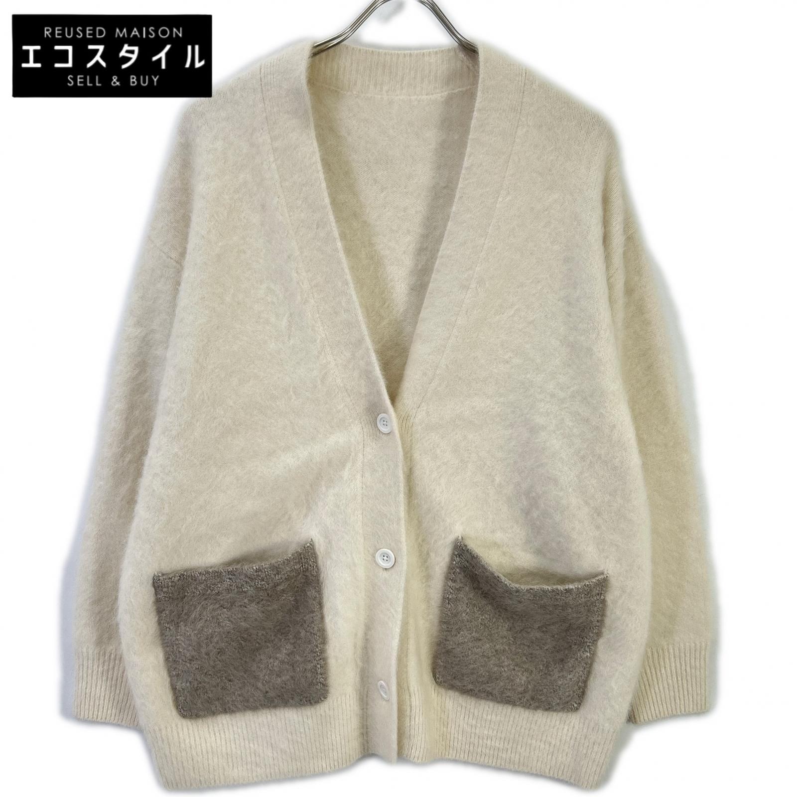 UNITED ARROWS ユナイテッドアローズ ホワイト フォックスカシミヤ ポケット カーディガン トップス
