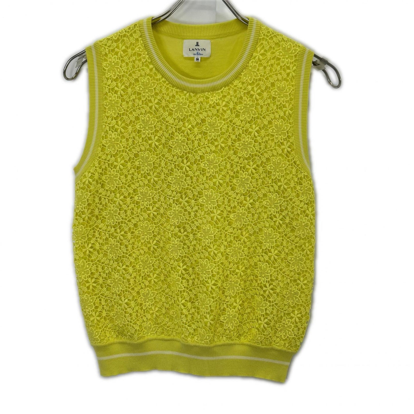 LANVIN en Bleu Lanvin en Bleu 3146832 Yellow Knit & lace cardigan ensemble top