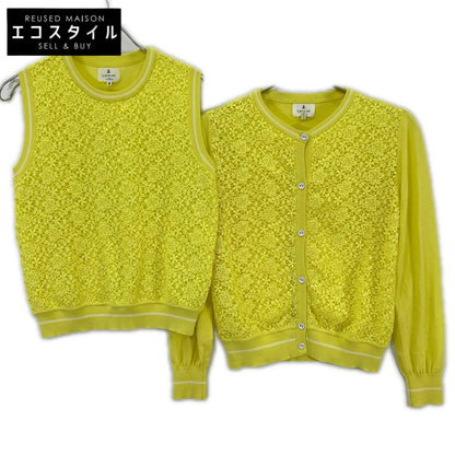LANVIN en Bleu Lanvin en Bleu 3146832 Yellow Knit & lace cardigan ensemble top