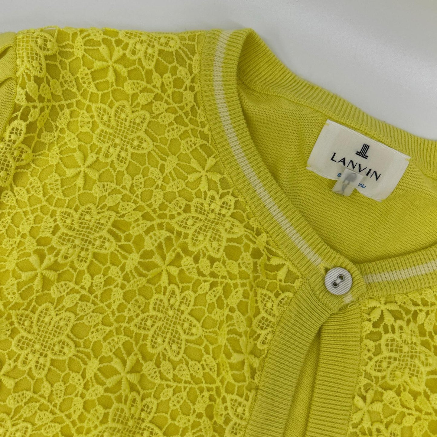LANVIN en Bleu ランバンオンブルー 3146832 イエロー ニット&レース カーディガン アンサンブル トップス