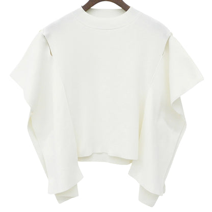 LE CIEL BLEU ルシェルブルー 美品 ショルダーアウトワイドテープニット 2WAY トップス レディース ホワイト 36 25A61202 トップス