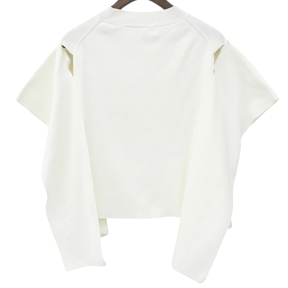 LE CIEL BLEU ルシェルブルー 美品 ショルダーアウトワイドテープニット 2WAY トップス レディース ホワイト 36 25A61202 トップス