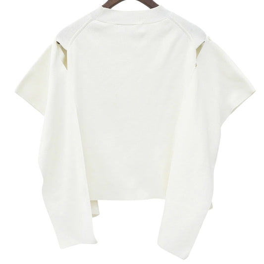LE CIEL BLEU ルシェルブルー 美品 ショルダーアウトワイドテープニット 2WAY トップス レディース ホワイト 36 25A61202 トップス