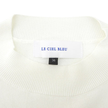 LE CIEL BLEU ルシェルブルー 美品 ショルダーアウトワイドテープニット 2WAY トップス レディース ホワイト 36 25A61202 トップス
