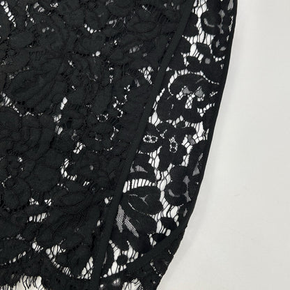 BCBGMAXAZRIA ビーシービージーマックスアズリア ブラック WQR64D39 レイシーレースブロックケープドレス ワンピース