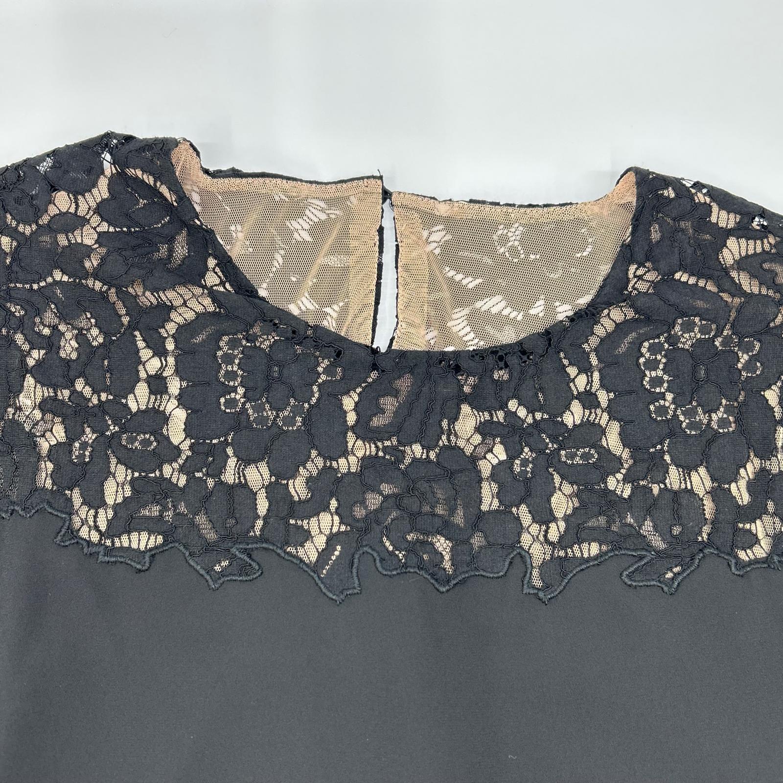 BCBGMAXAZRIA ビーシービージーマックスアズリア ブラック WQR64D39 レイシーレースブロックケープドレス ワンピース