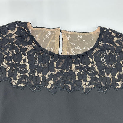 BCBGMAXAZRIA ビーシービージーマックスアズリア ブラック WQR64D39 レイシーレースブロックケープドレス ワンピース
