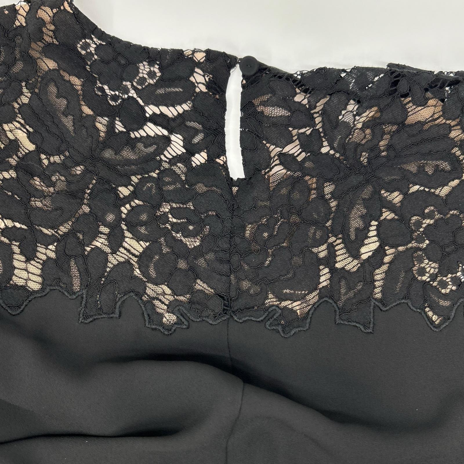 BCBGMAXAZRIA ビーシービージーマックスアズリア ブラック WQR64D39 レイシーレースブロックケープドレス ワンピース