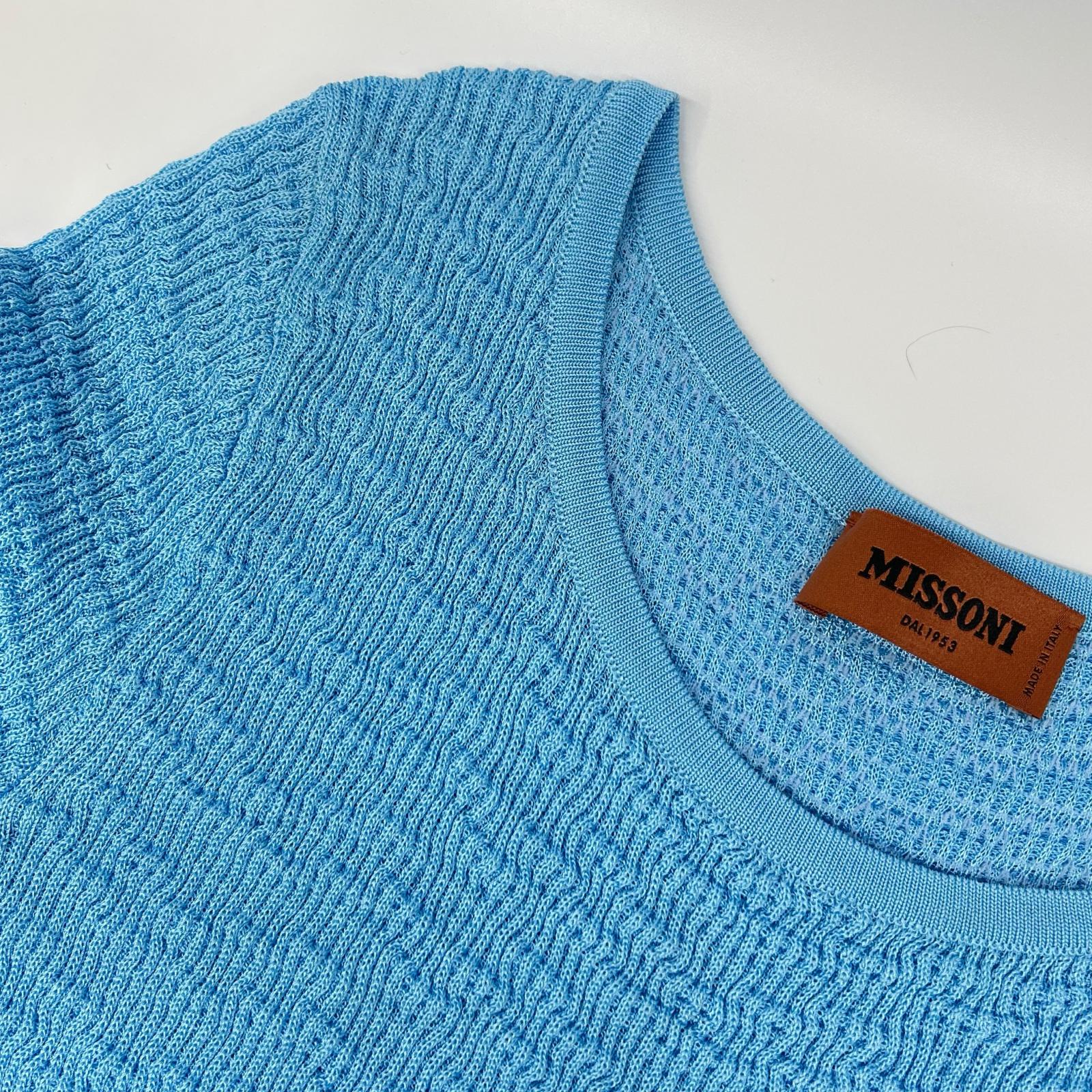 MISSONI ミッソーニ ブルー メッシュ編みニット ワンピース ワンピース