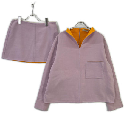 EMILIO PUCCI エミリオプッチ パープル 2ERM01 ウール Vネックプルオーバーシャツ スカートセットアップ スーツ セットアップ