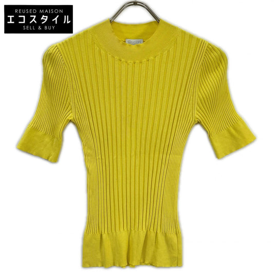 Cruciani CRUCIANI CDM9053 Yellow silk-rib crew-neck short-sleeve knit top