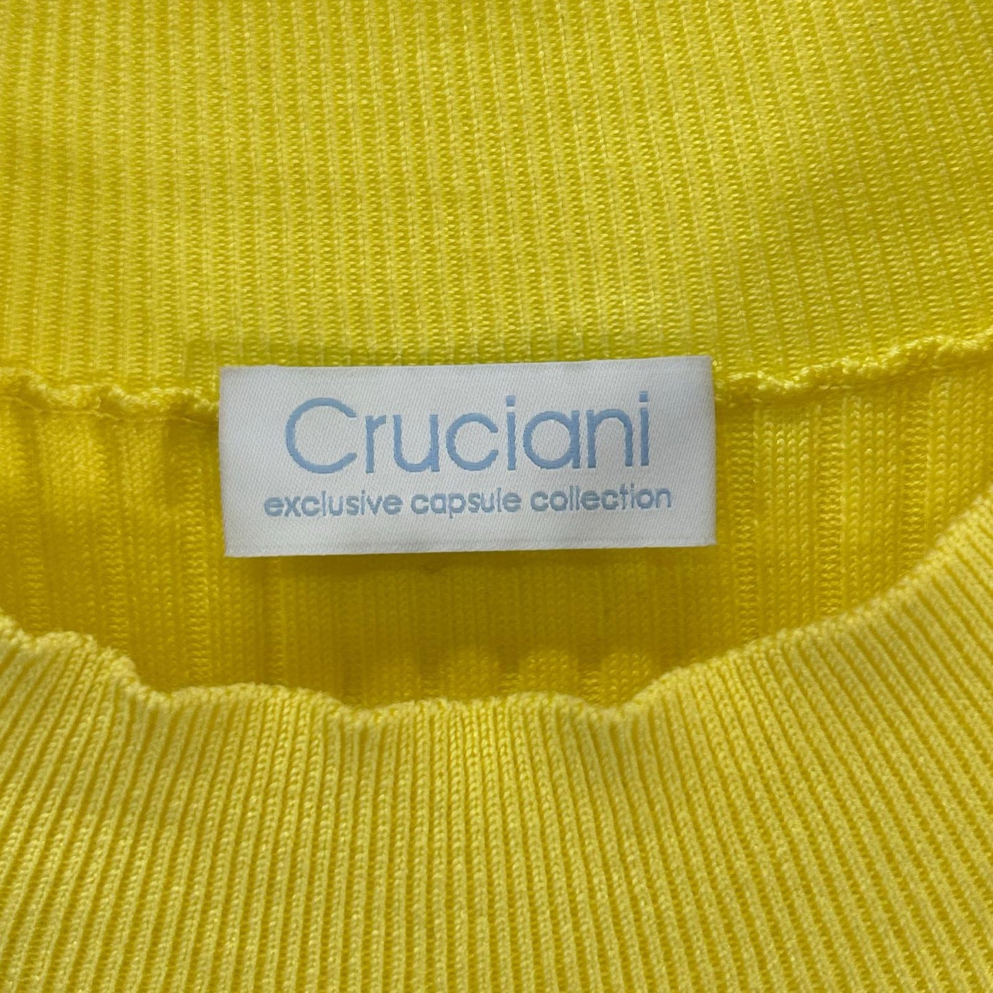 Cruciani クルチアーニ CDM9053 イエロー シルクリブ クルーネック半袖ニット トップス
