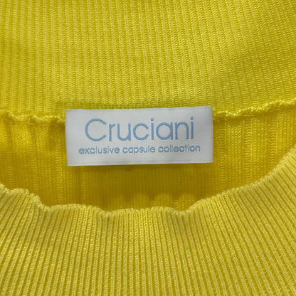 Cruciani クルチアーニ CDM9053 イエロー シルクリブ クルーネック半袖ニット トップス