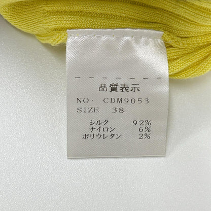 Cruciani クルチアーニ CDM9053 イエロー シルクリブ クルーネック半袖ニット トップス