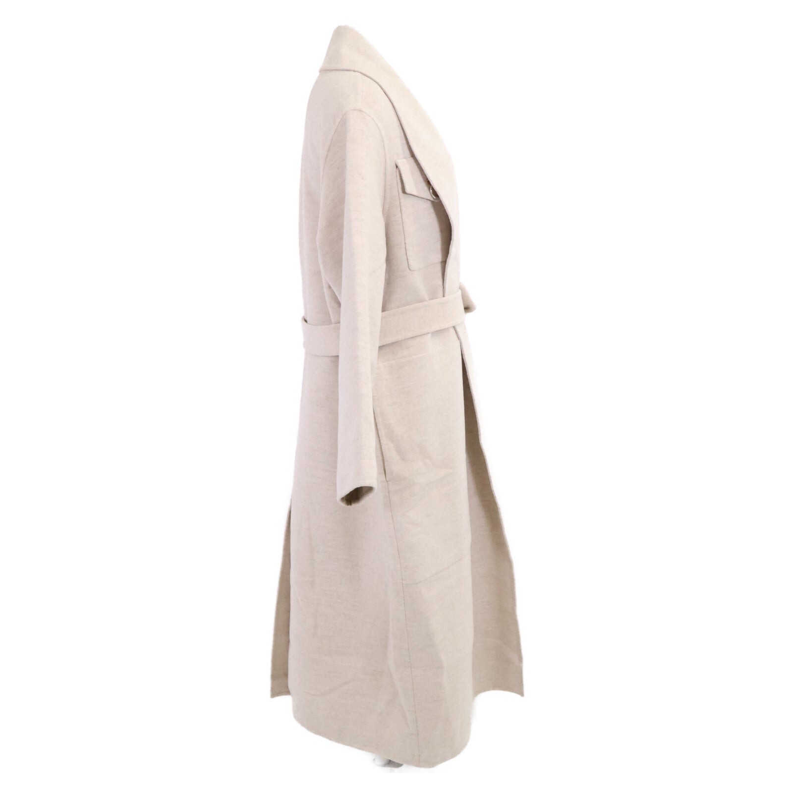 HERMES 【Excellent Condition/Official Domestic Item/23AW】3E0108DZ 100% Cashmere Belted Shawl-Collar Wrap Coat