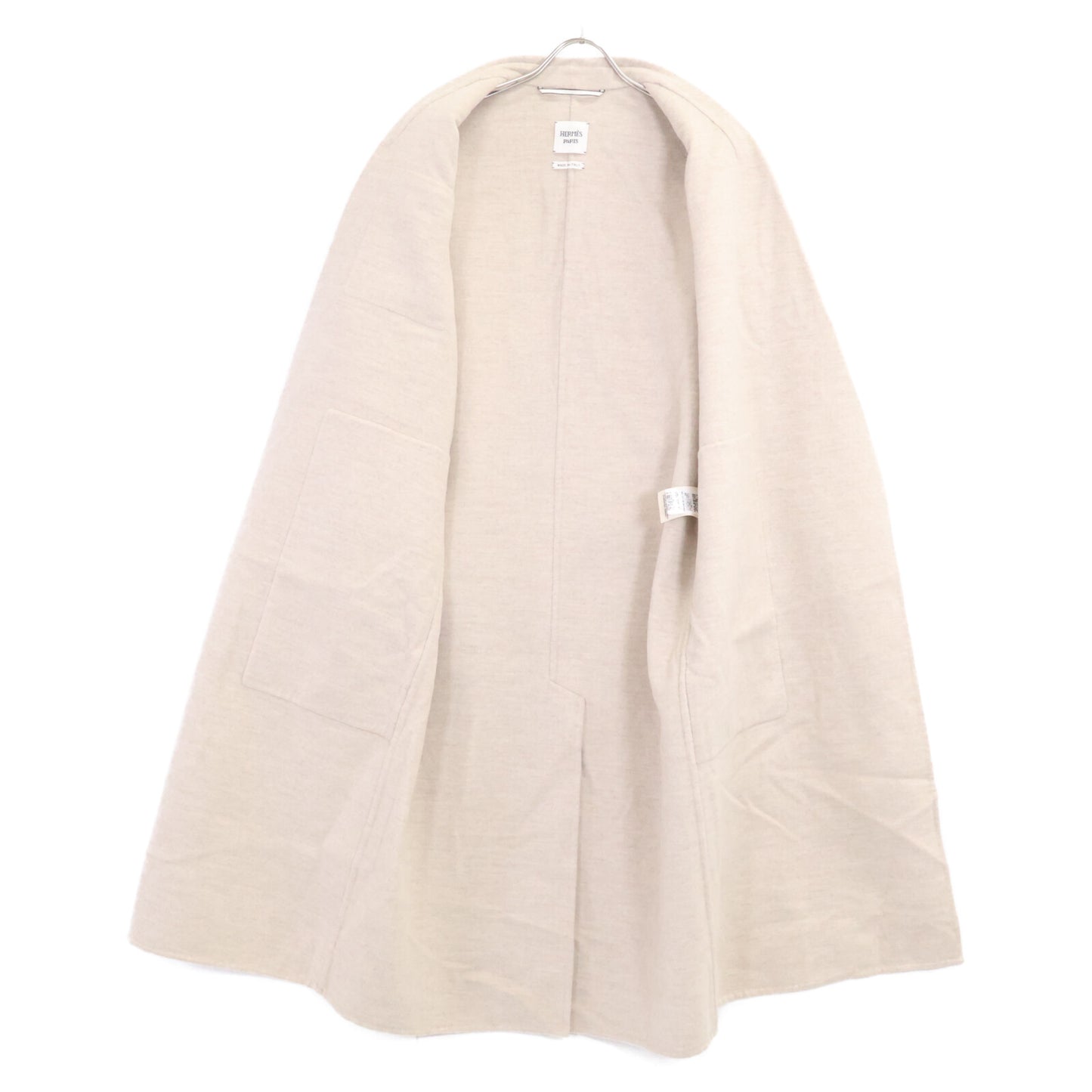 HERMES 【Excellent Condition/Official Domestic Item/23AW】3E0108DZ 100% Cashmere Belted Shawl-Collar Wrap Coat