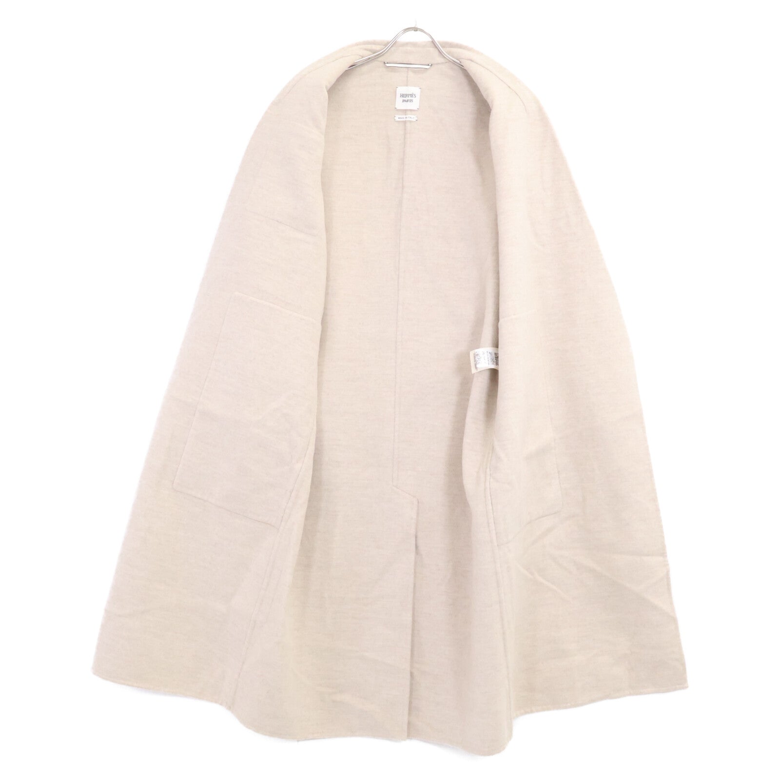 HERMES 【Excellent Condition/Official Domestic Item/23AW】3E0108DZ 100% Cashmere Belted Shawl-Collar Wrap Coat