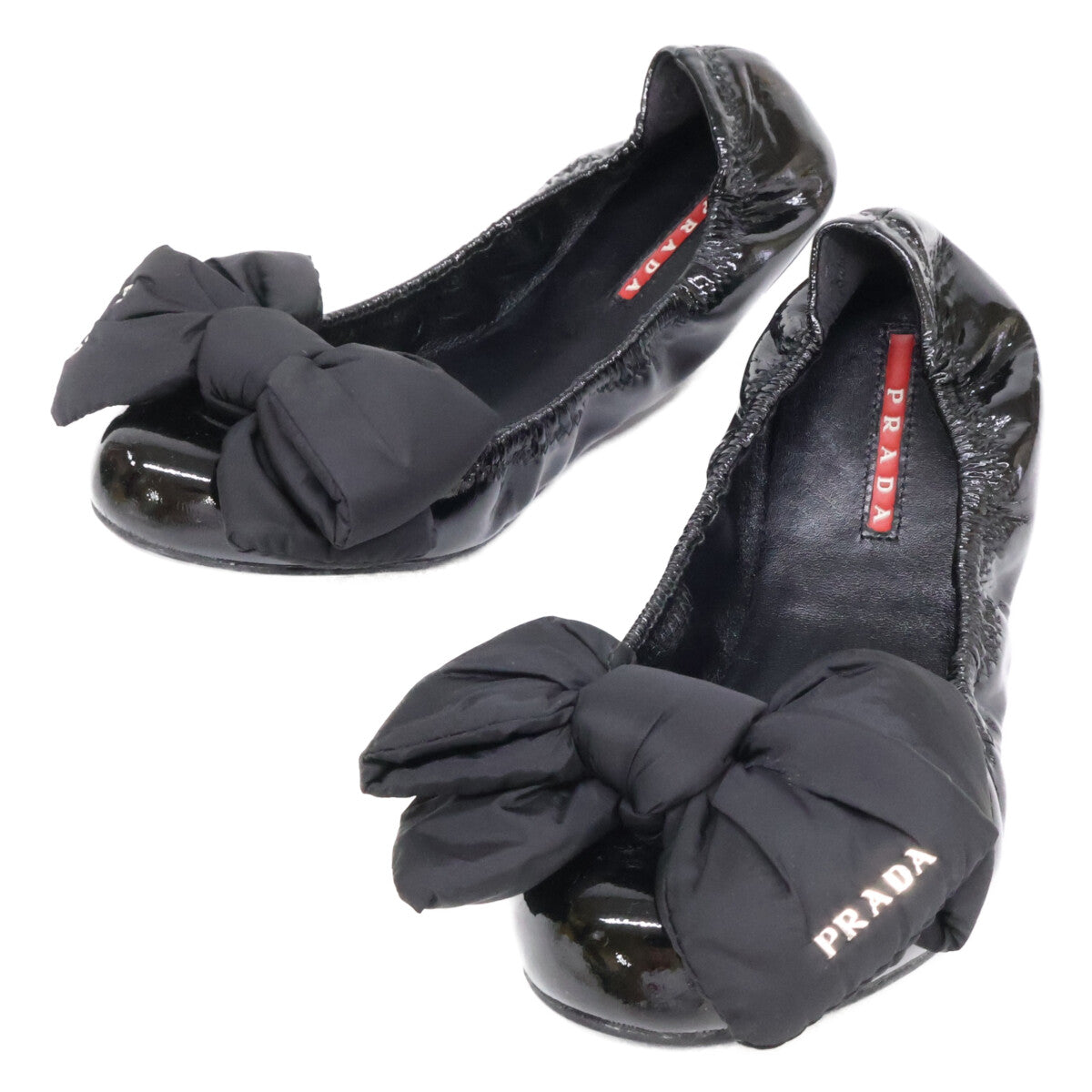 PRADA SPORT プラダスポーツ 【美品】3F5083 パテント ナイロンリボン バレエ フラットシューズ シューズ