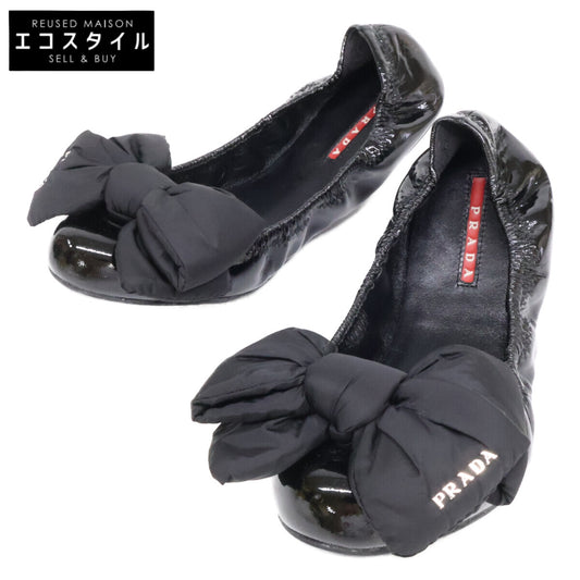 PRADA SPORT プラダスポーツ 【美品】3F5083 パテント ナイロンリボン バレエ フラットシューズ シューズ