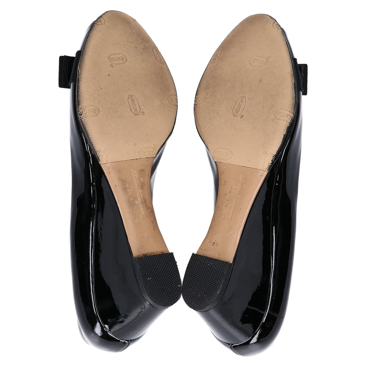 SalvatoreFerragamo サルバトーレフェラガモ 【美品】37661 SISSI パテント ヴァラリボン オープントゥ ウェッジソール パンプス シューズ