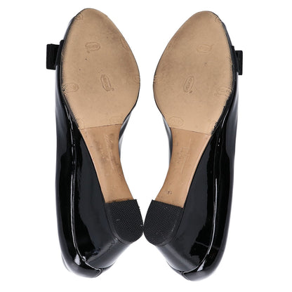 SalvatoreFerragamo サルバトーレフェラガモ 【美品】37661 SISSI パテント ヴァラリボン オープントゥ ウェッジソール パンプス シューズ