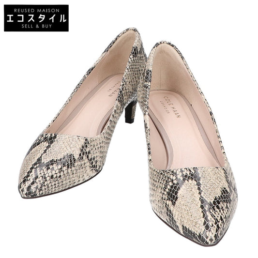 COLE HAAN コールハーン 【美品】K16-BR W05365 アメリア グランド プリント 型押しレザー ポインテッドトゥ パンプス シューズ