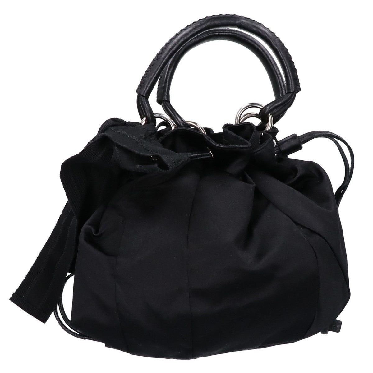 JILSANDER ジルサンダー 【美品】サテンｘレザー 巾着バッグ/ ハンドバッグ