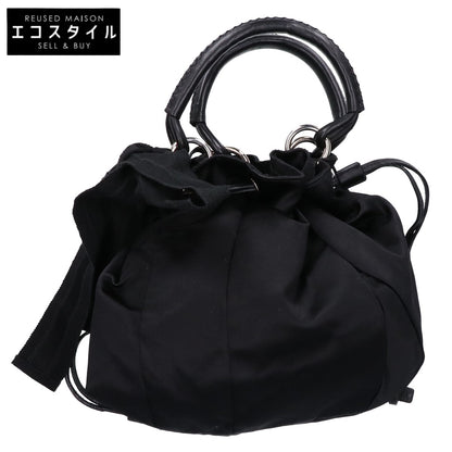 JILSANDER ジルサンダー 【美品】サテンｘレザー 巾着バッグ/ ハンドバッグ