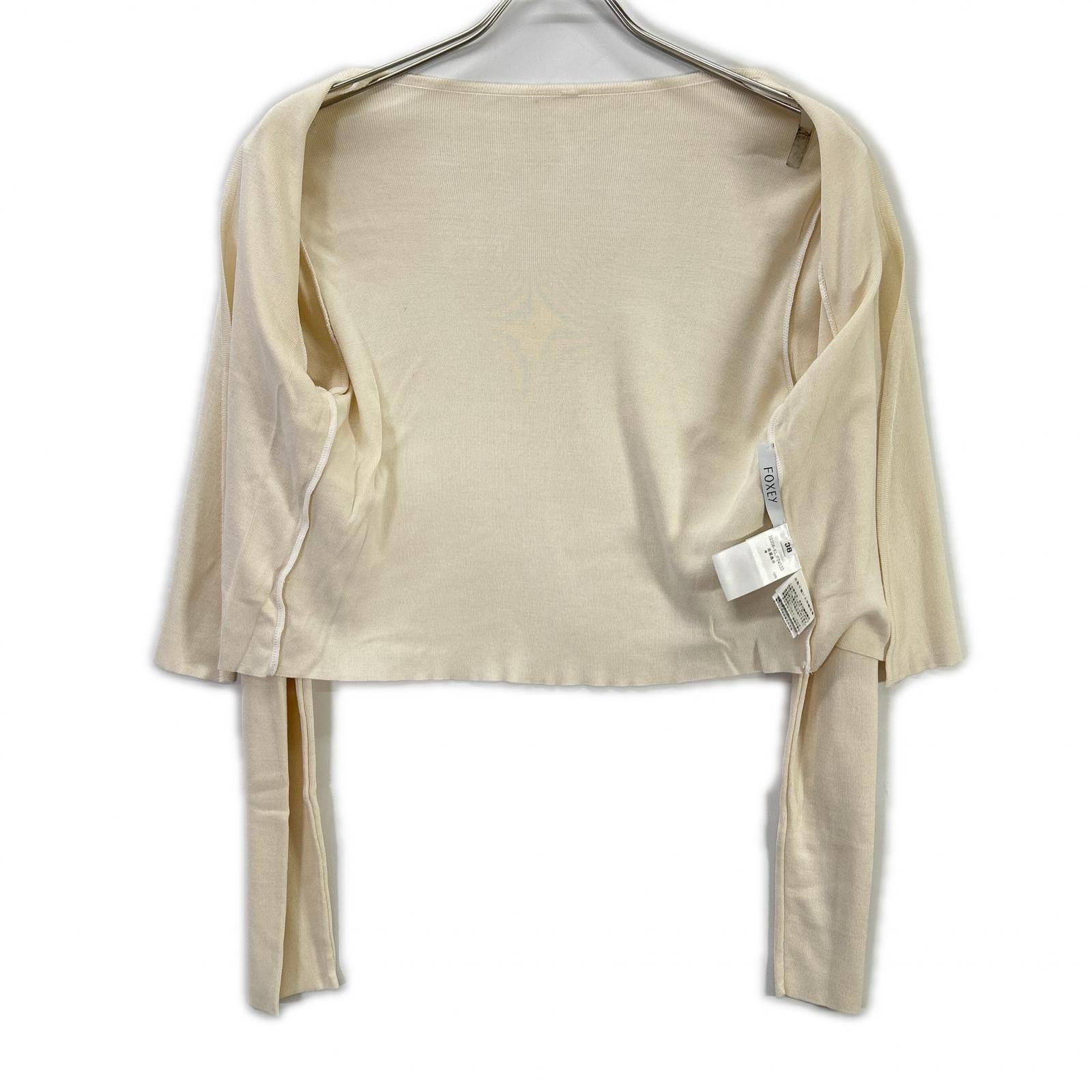 FOXEY フォクシー 39306-KSJFZ403D ホワイト シルクニット クロップドカーディガン トップス