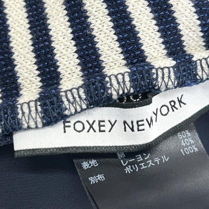FOXEY フォクシー 34241 ネイビー レーヨンコットン ボーダー ドッキング ワンピース ワンピース