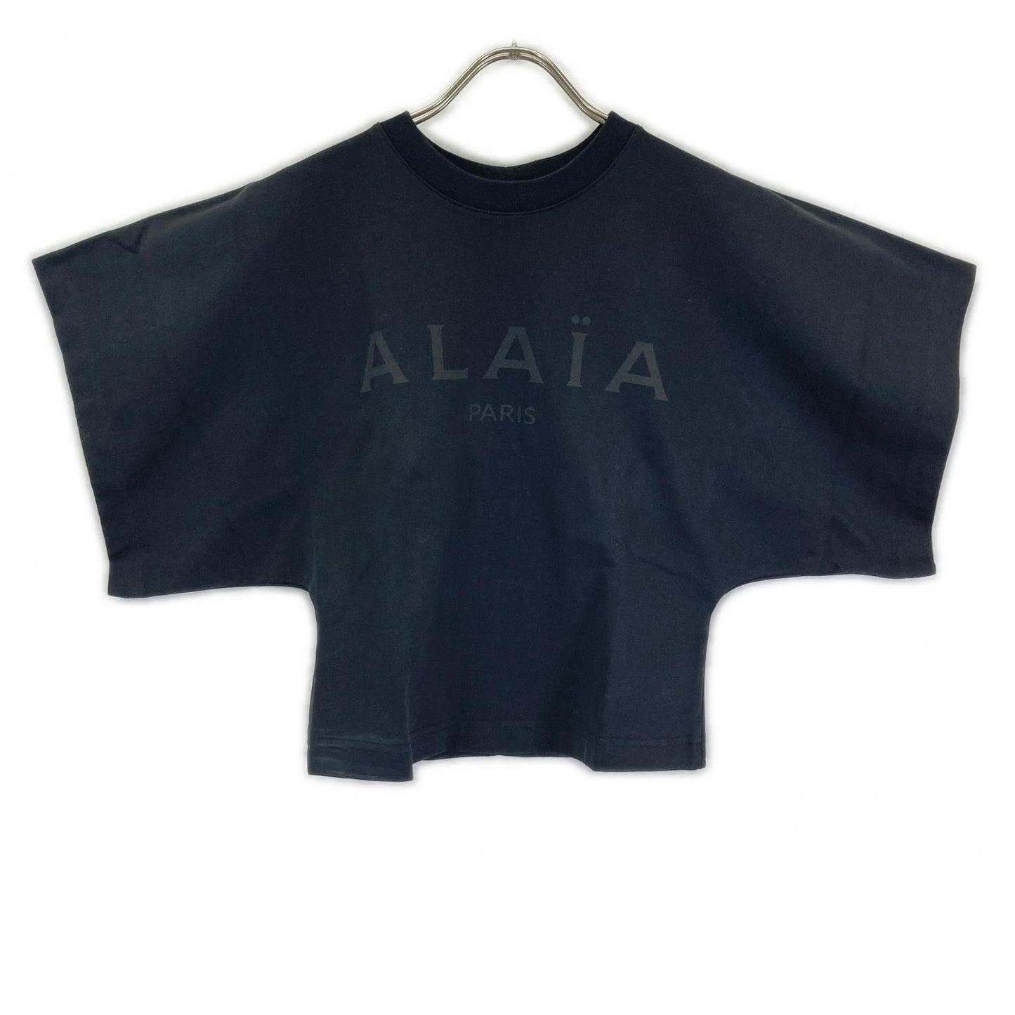 ALAIA アライア AA9H02911J107 ブラック ロゴプリント ワイドスリーブ Tシャツ トップス
