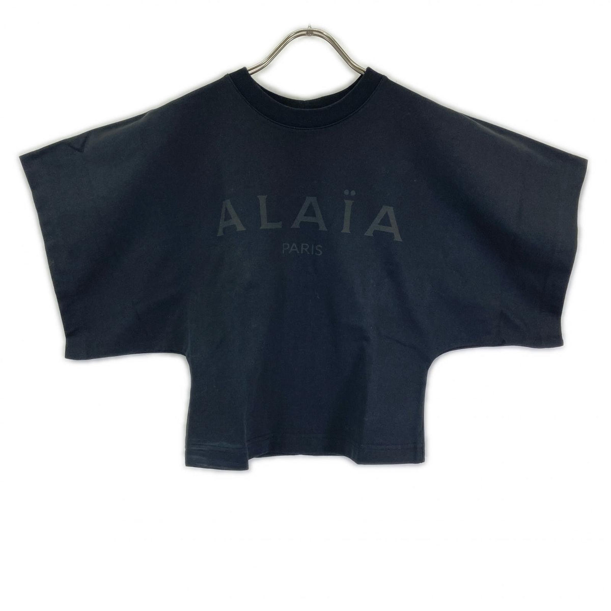 ALAIA アライア AA9H02911J107 ブラック ロゴプリント ワイドスリーブ Tシャツ トップス