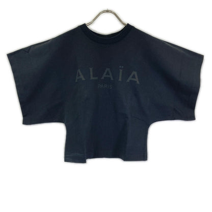 ALAIA アライア AA9H02911J107 ブラック ロゴプリント ワイドスリーブ Tシャツ トップス