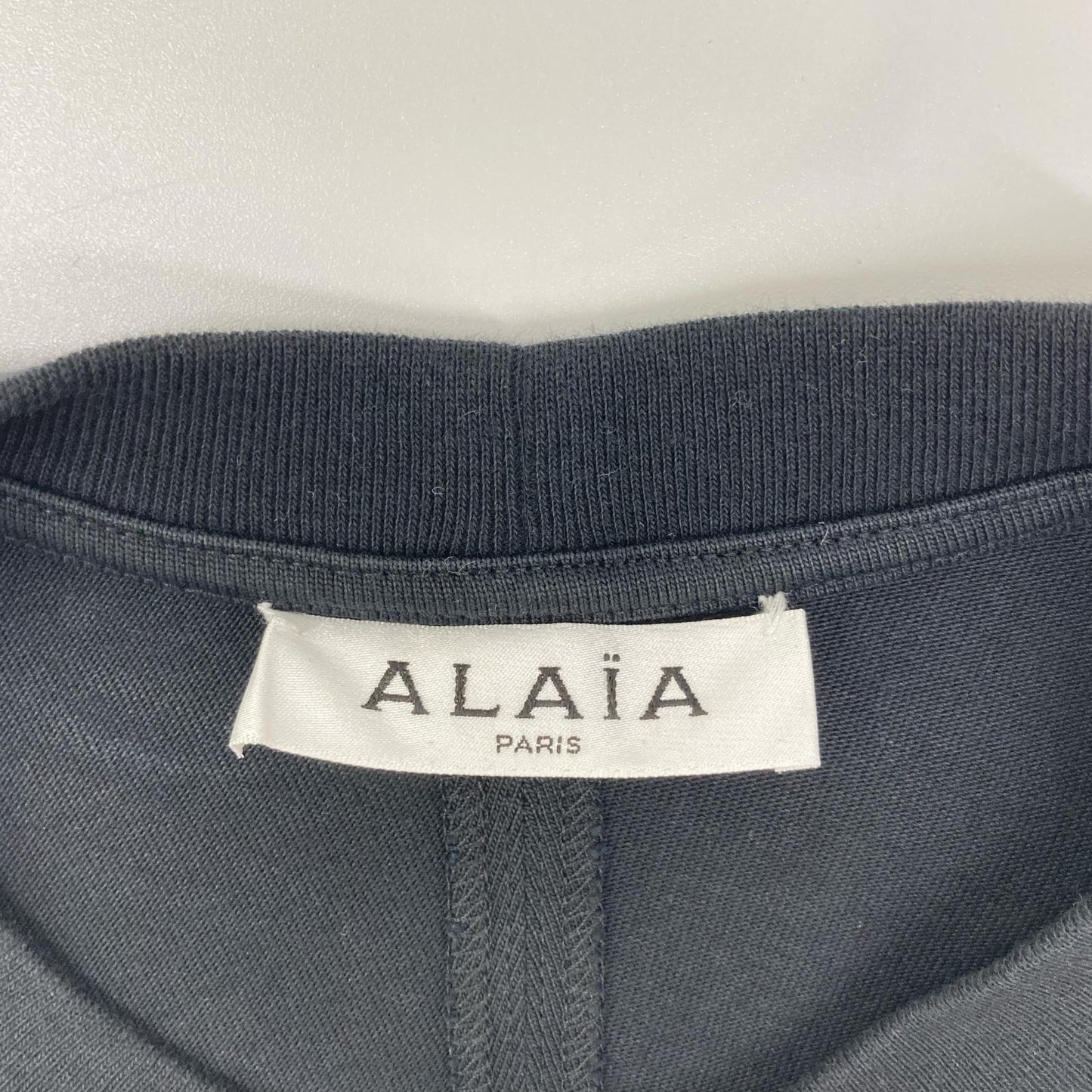 ALAIA アライア AA9H02911J107 ブラック ロゴプリント ワイドスリーブ Tシャツ トップス
