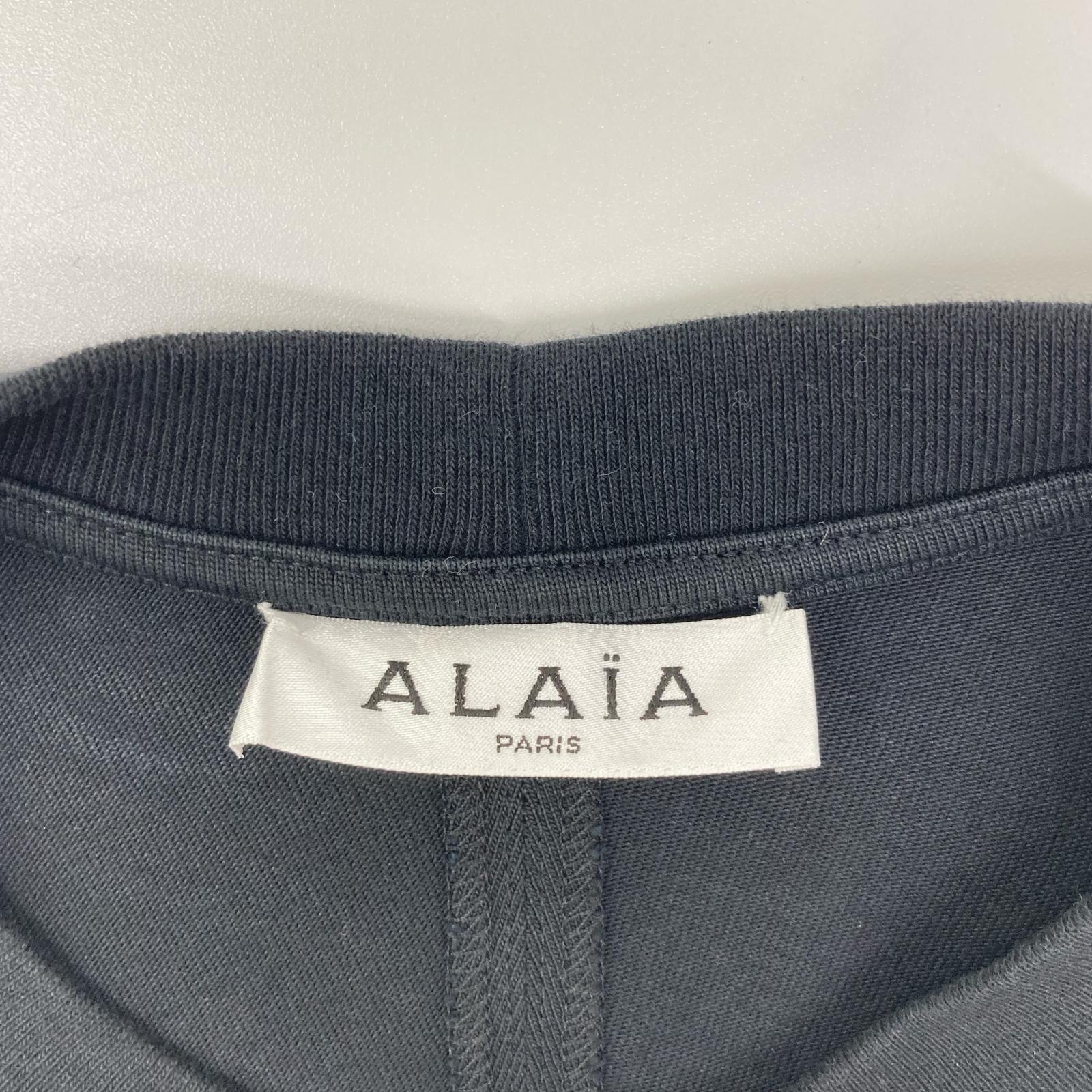 ALAIA アライア AA9H02911J107 ブラック ロゴプリント ワイドスリーブ Tシャツ トップス