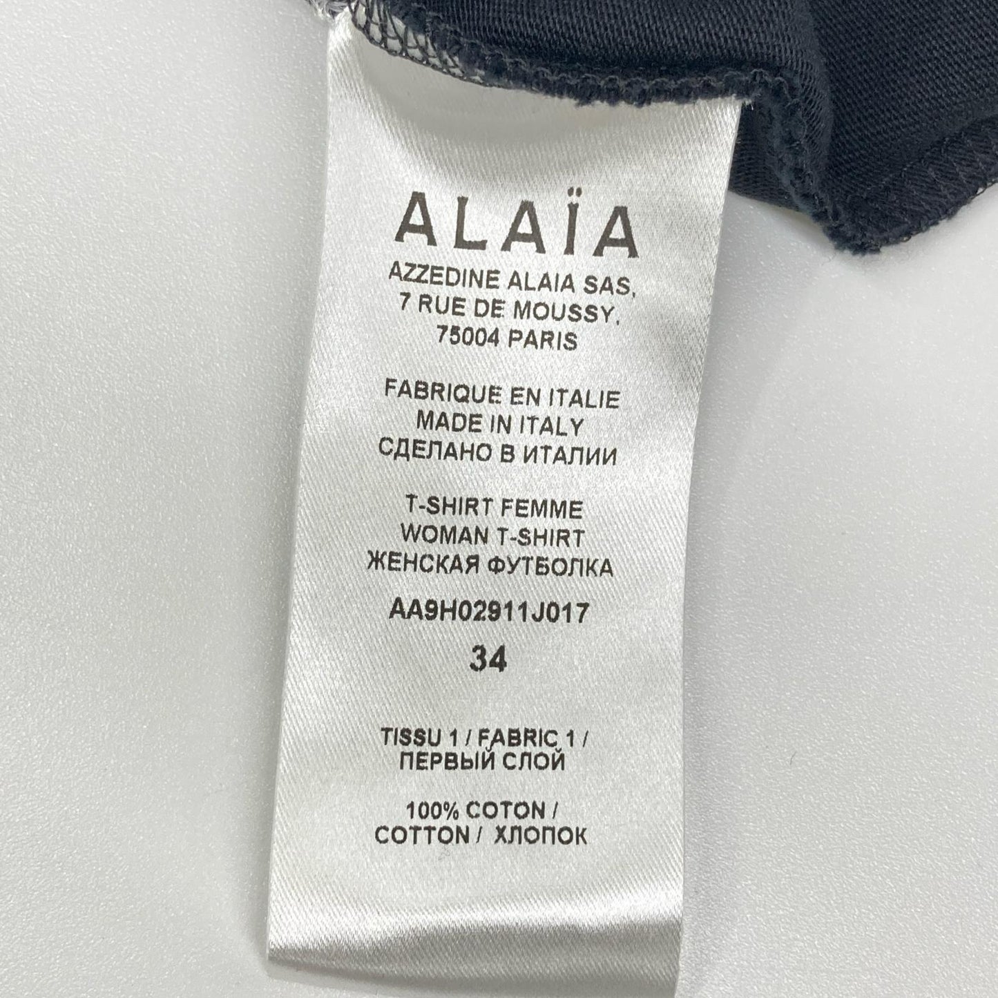 ALAIA アライア AA9H02911J107 ブラック ロゴプリント ワイドスリーブ Tシャツ トップス