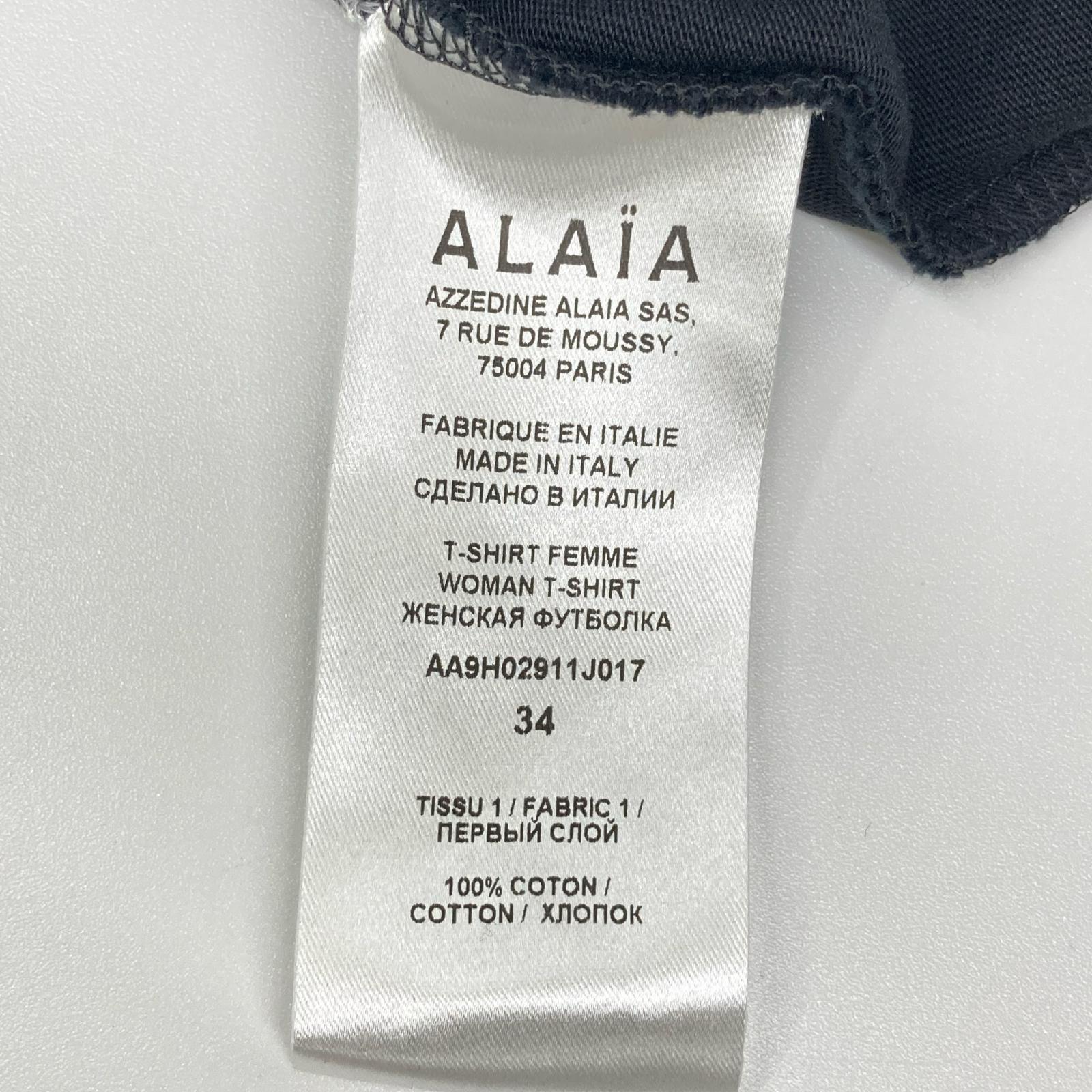 ALAIA アライア AA9H02911J107 ブラック ロゴプリント ワイドスリーブ Tシャツ トップス