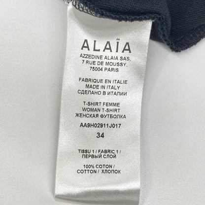 ALAIA アライア AA9H02911J107 ブラック ロゴプリント ワイドスリーブ Tシャツ トップス