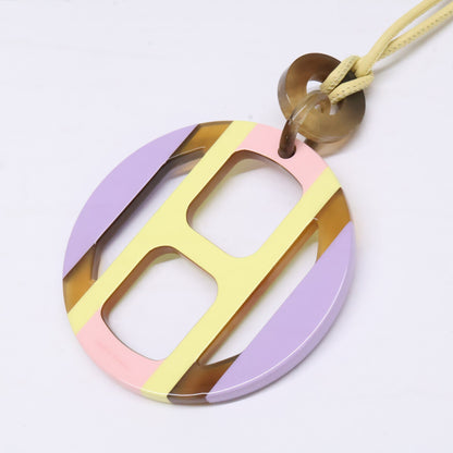 HERMES エルメス 新品同様 バッファローホーン H EQUIPE Hロゴ ペンダント ネックレス