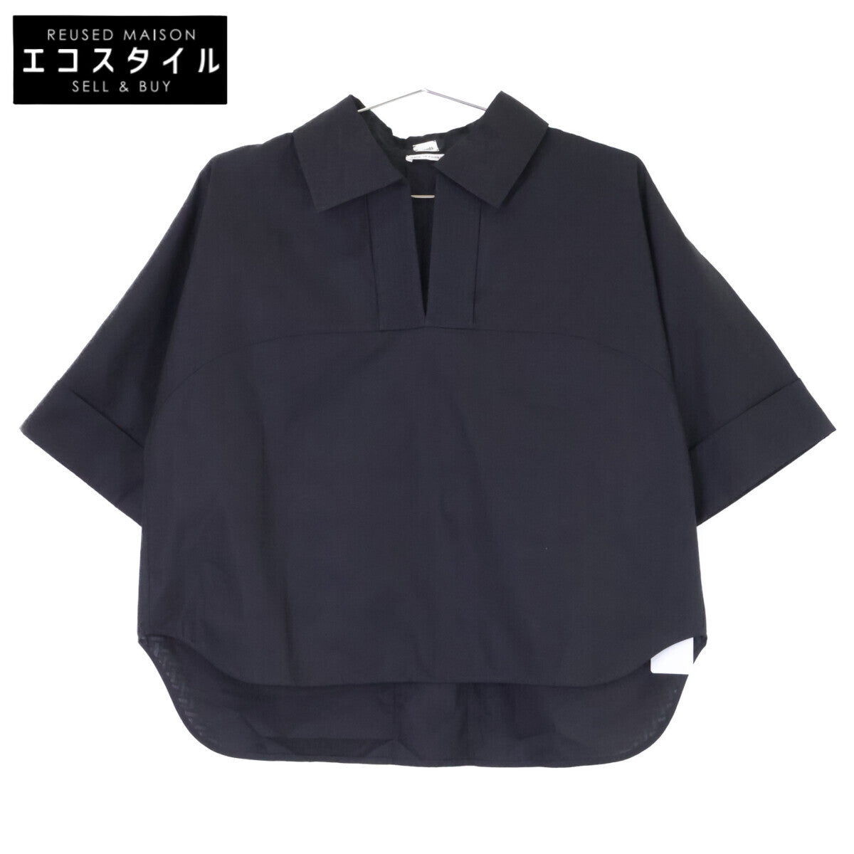 HERMES エルメス 【新品同様/国内正規/26年製】6E0631DB Cropped polo blouse モザイク クロップド 半袖ブラウス トップス