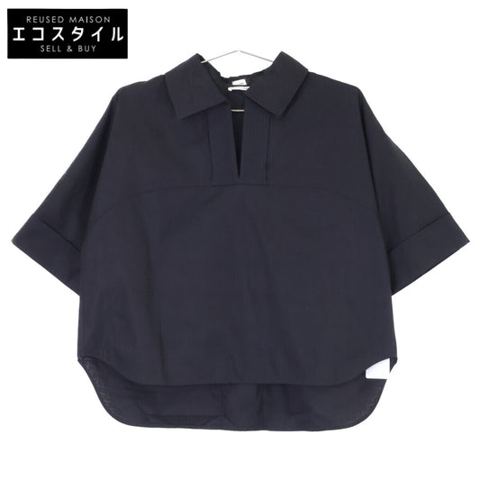 HERMES エルメス 【新品同様/国内正規/26年製】6E0631DB Cropped polo blouse モザイク クロップド 半袖ブラウス トップス